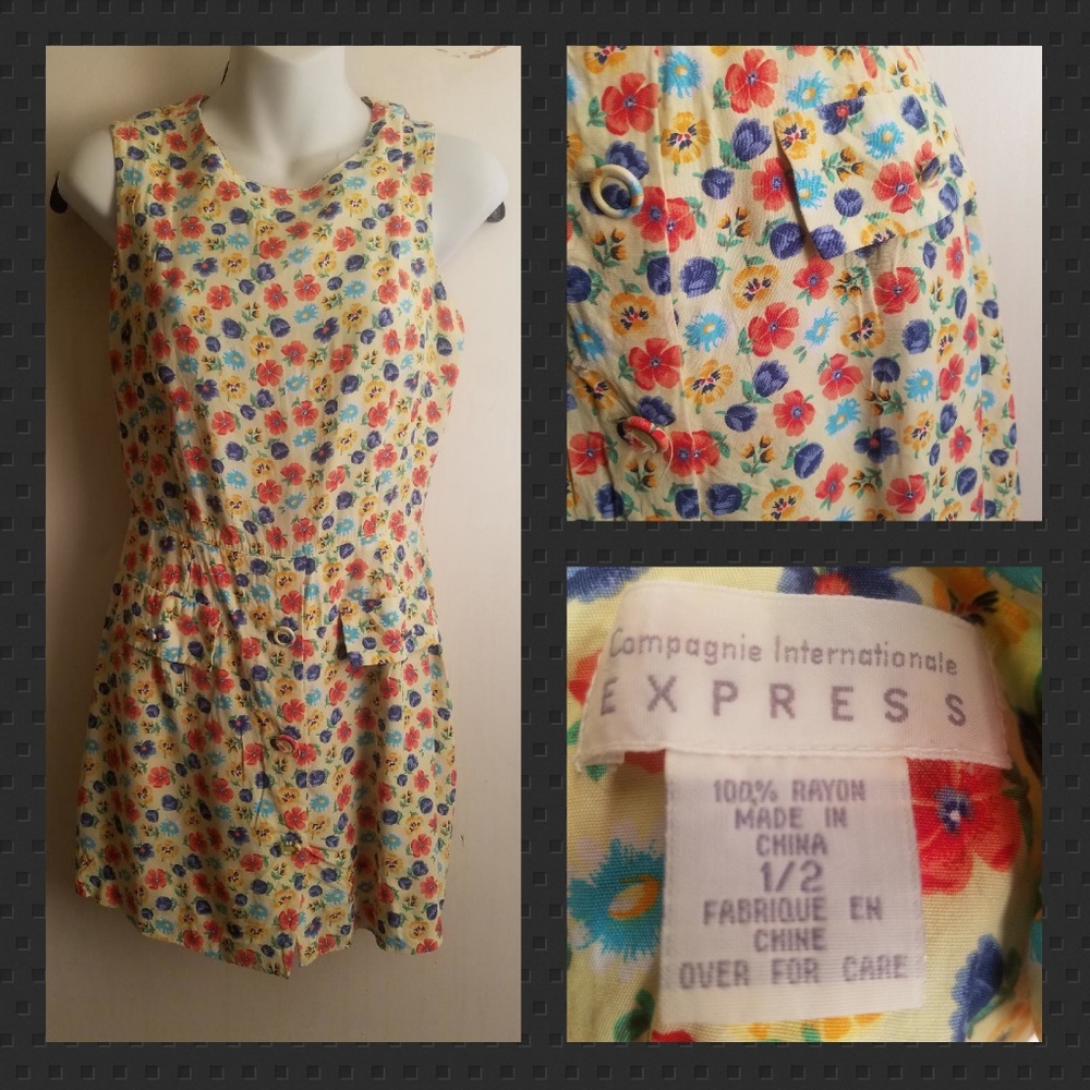VTG  90s {Express} yellow flowered romper